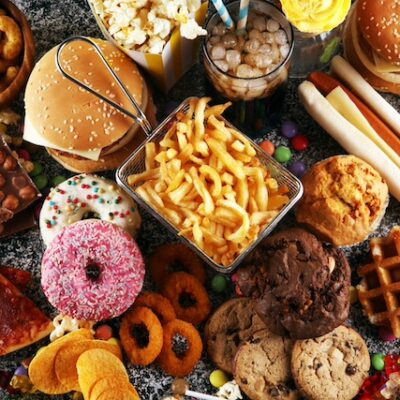 A spread of ultra-processed food.